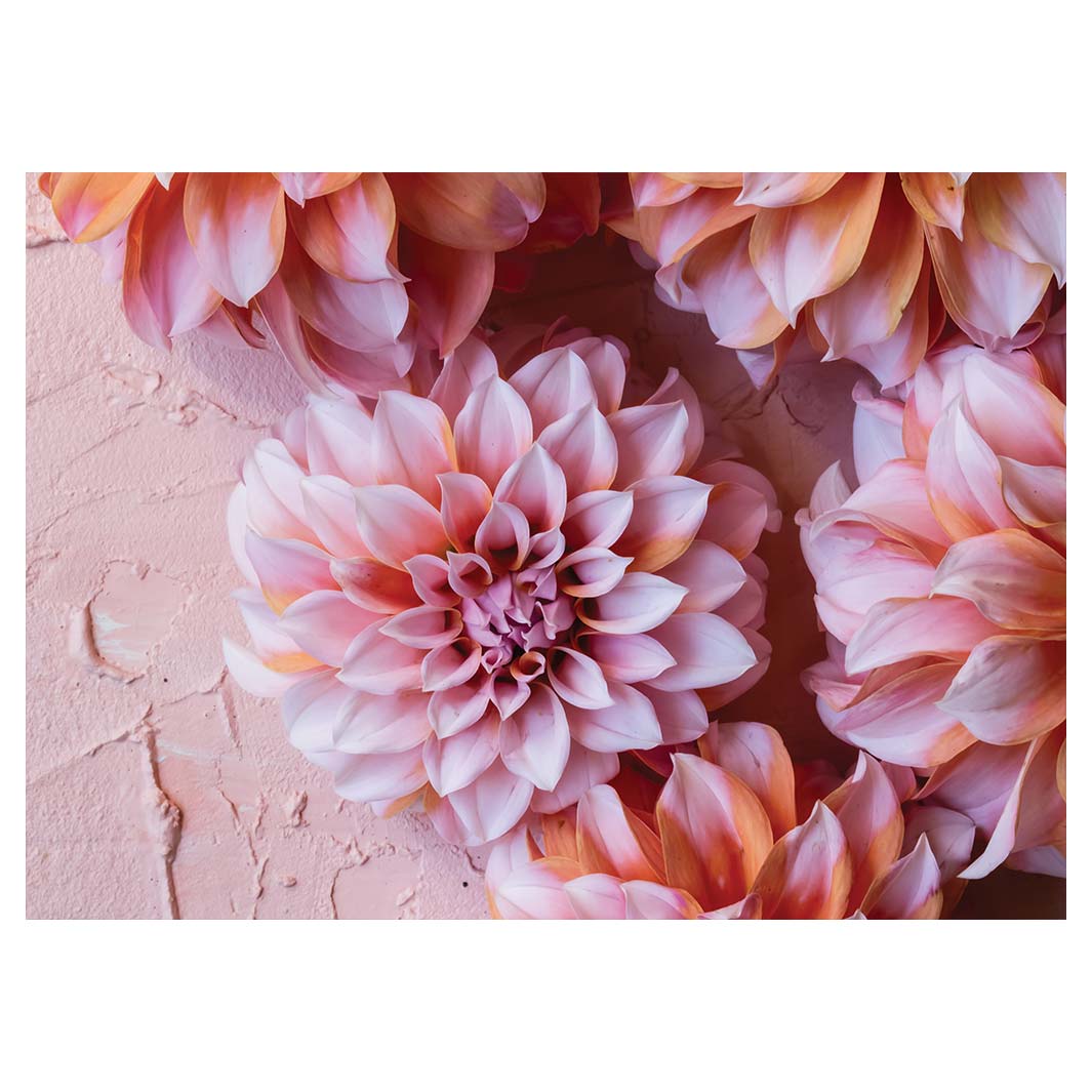 FLORAL PINK AND ORANGE DAHLIA FLOWERS VINYL FOAM MAT