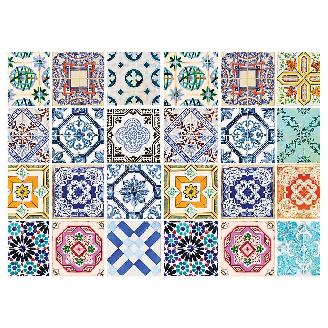 PATTERN BLUE COLOURFUL TILE VINYL FOAM MAT