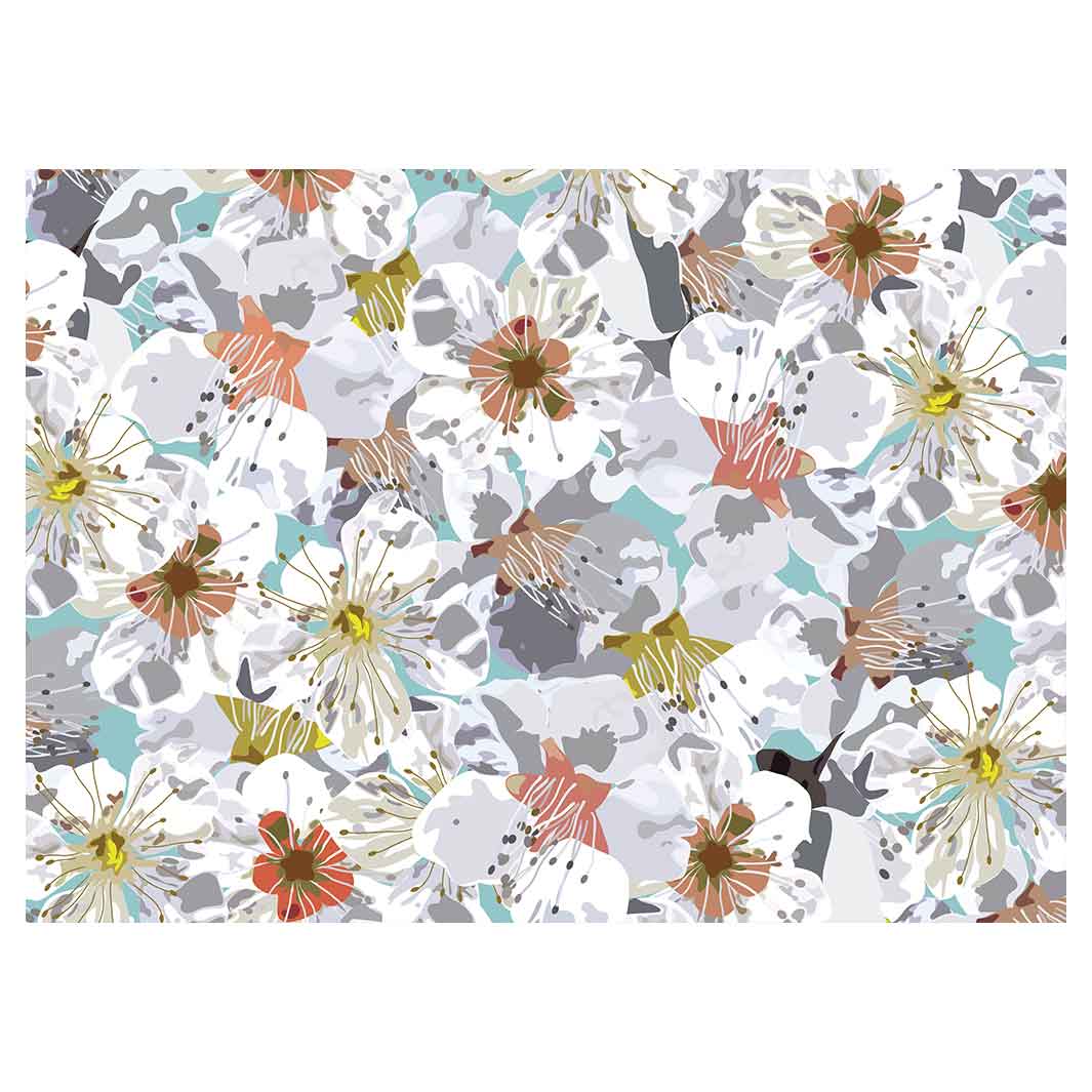 ABSTRACT FLOWERS GREY AND ORANGE PATTERN VINYL FOAM MAT