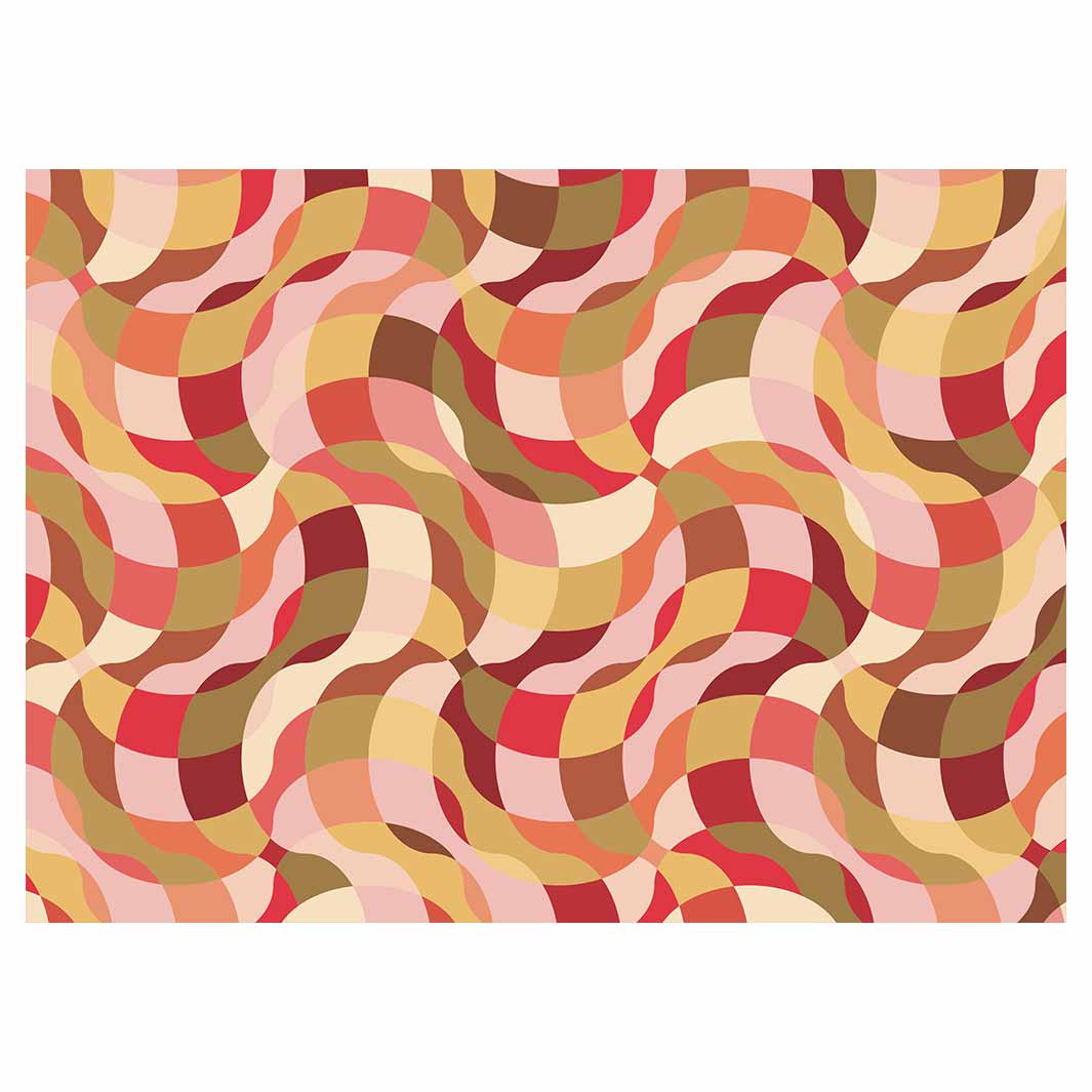 RETRO WAVE PATTERN PINKS AND MUSTARD VINYL FOAM MAT