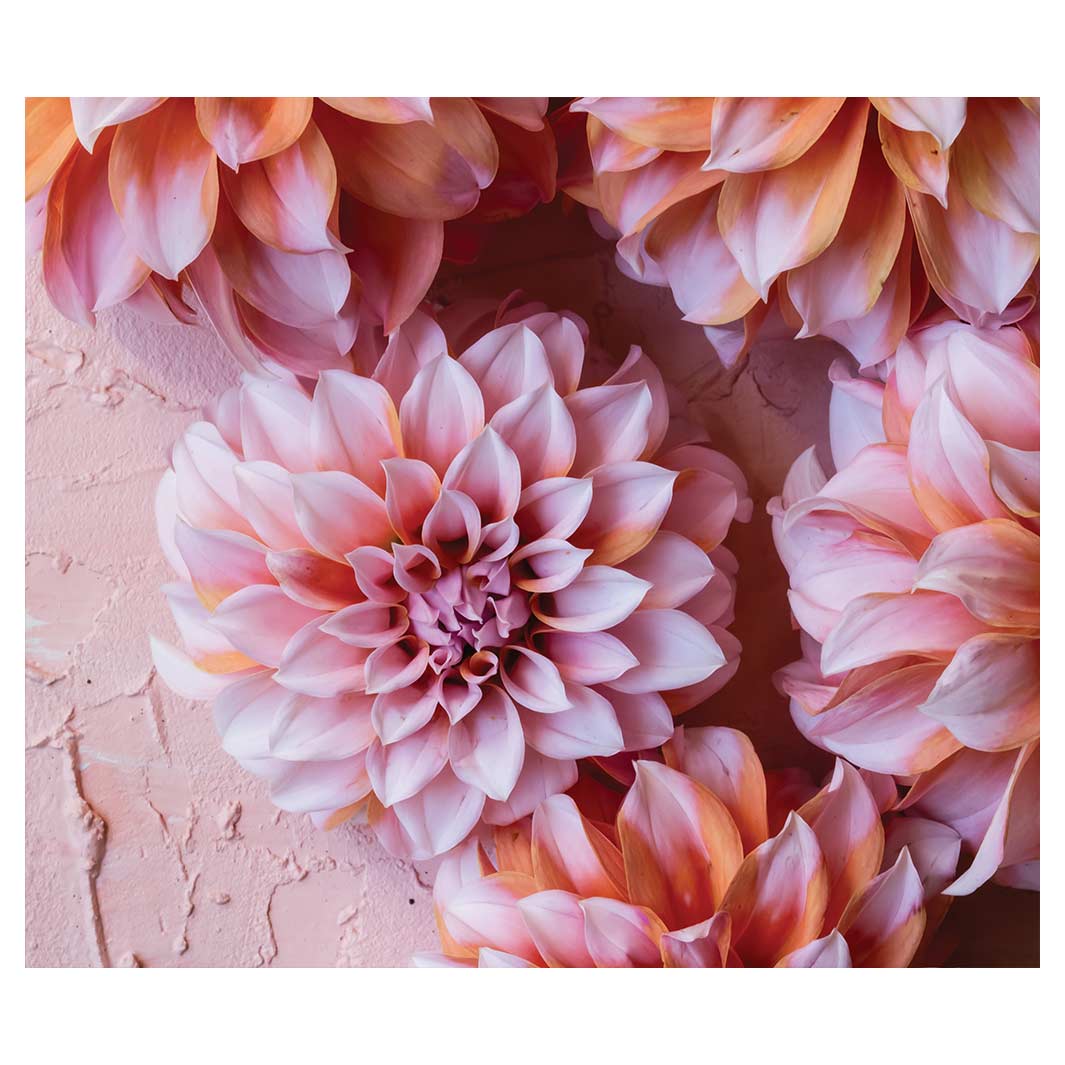 FLORAL PINK AND ORANGE DAHLIA FLOWERS VINYL FOAM MAT