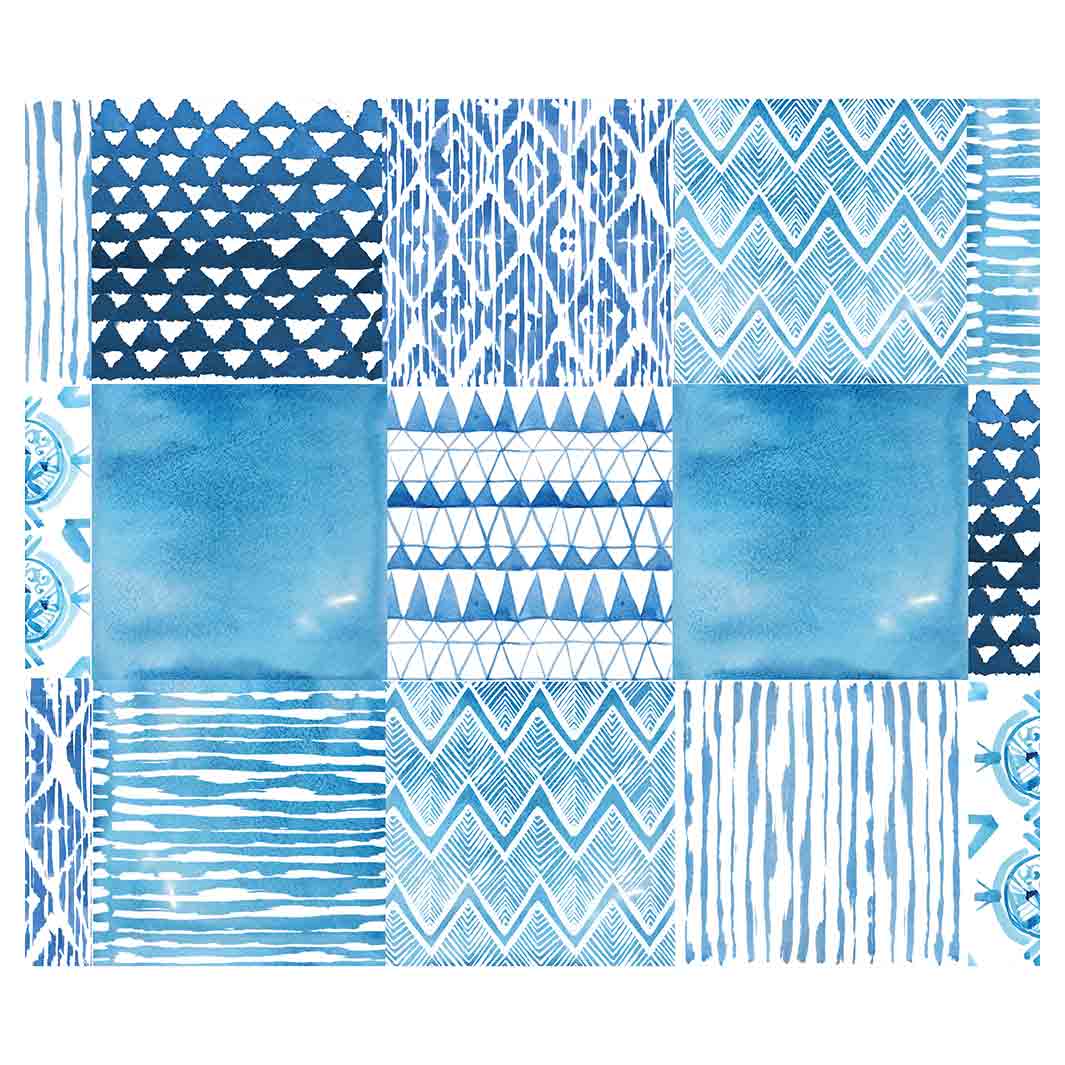 PATTERN BLUE WATERCOLOUR TILE VINYL FOAM MAT