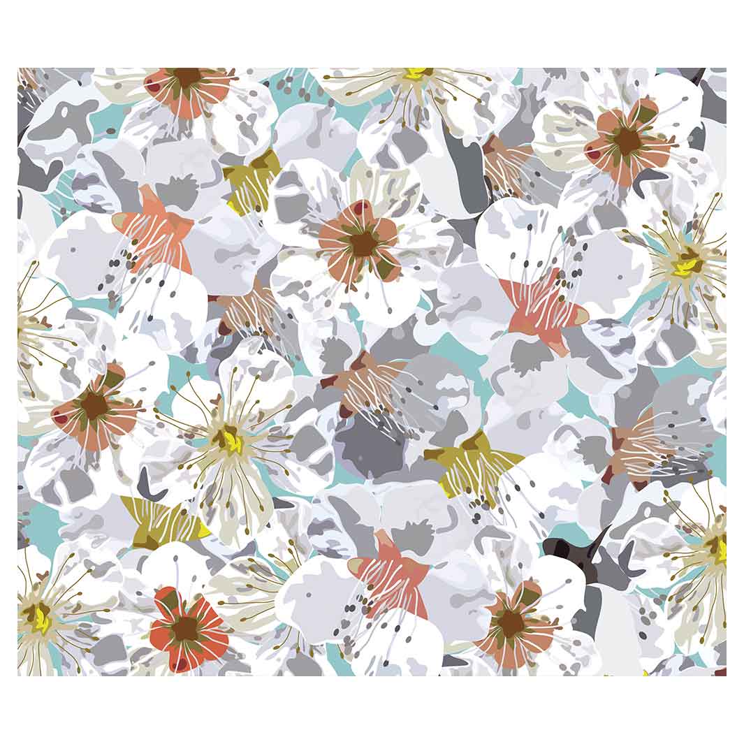 ABSTRACT FLOWERS GREY AND ORANGE PATTERN VINYL FOAM MAT